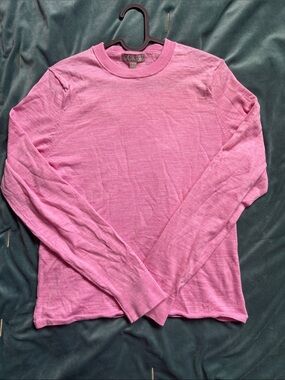 J. Crew Pink Merino Lightweight Crewneck Long-Sleeve Top